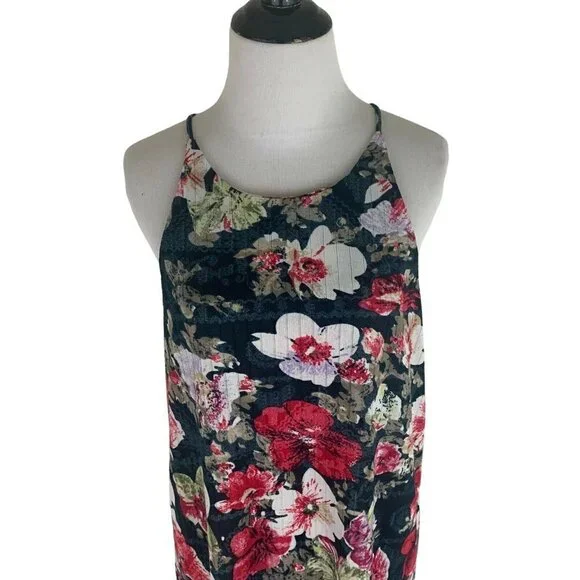 Simply Noelle Women's S/M Small Medium Knit Mini Dress Floral Print Sleeveless - Picture 2 of 7